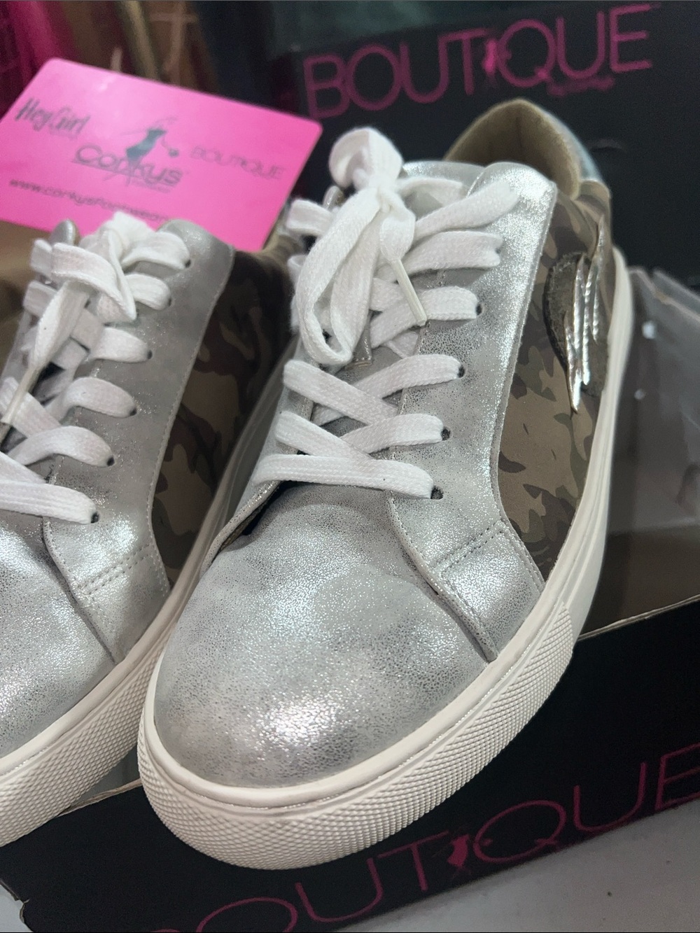 Corkys Bolt Camouflage Silver Metallic Low-Top Sneakers